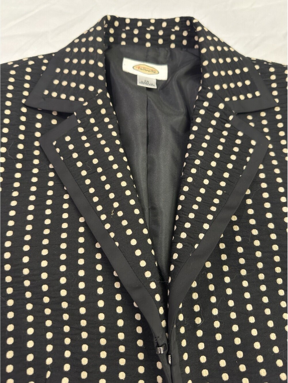 Talbots Fitted Polka Dot‎ Blazer Black White Womens 12 Office Career Preppy